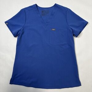 Figs Technical Catarina Scrub Top Blue Womens Small Pockets PO 1557 Ceil Blue
